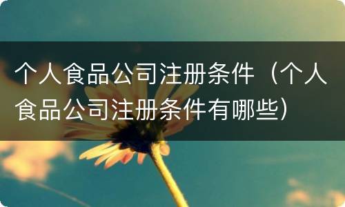 个人食品公司注册条件（个人食品公司注册条件有哪些）