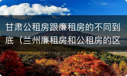 甘肃公租房跟廉租房的不同到底（兰州廉租房和公租房的区别）