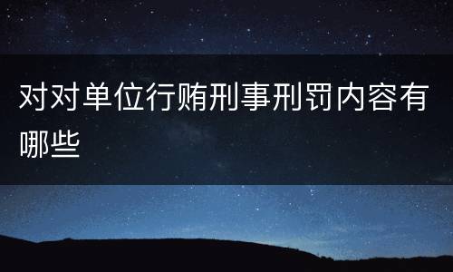 对对单位行贿刑事刑罚内容有哪些