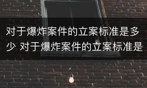 对于爆炸案件的立案标准是多少 对于爆炸案件的立案标准是多少天