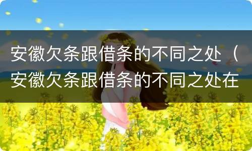 安徽欠条跟借条的不同之处（安徽欠条跟借条的不同之处在哪里）