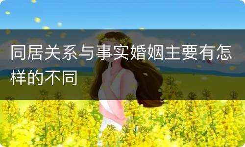 同居关系与事实婚姻主要有怎样的不同