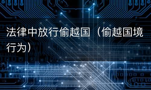 法律中放行偷越国（偷越国境行为）