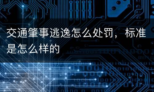 交通肇事逃逸怎么处罚，标准是怎么样的