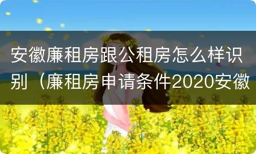 安徽廉租房跟公租房怎么样识别（廉租房申请条件2020安徽）