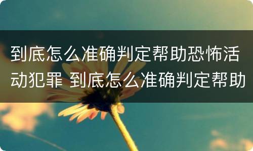 到底怎么准确判定帮助恐怖活动犯罪 到底怎么准确判定帮助恐怖活动犯罪