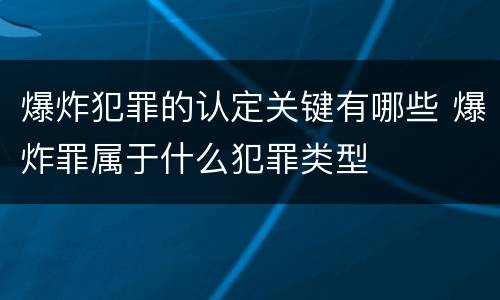 爆炸犯罪的认定关键有哪些 爆炸罪属于什么犯罪类型