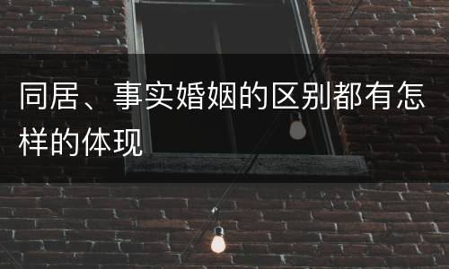 同居、事实婚姻的区别都有怎样的体现