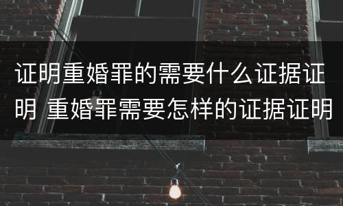 证明重婚罪的需要什么证据证明 重婚罪需要怎样的证据证明