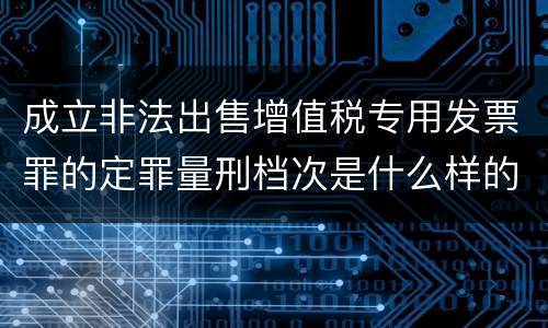 成立非法出售增值税专用发票罪的定罪量刑档次是什么样的