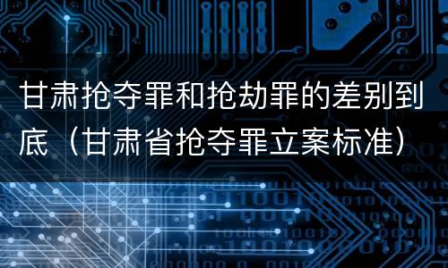 甘肃抢夺罪和抢劫罪的差别到底（甘肃省抢夺罪立案标准）