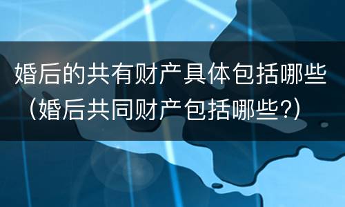 婚后的共有财产具体包括哪些（婚后共同财产包括哪些?）