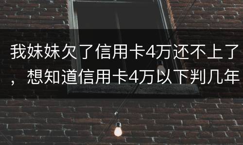 我妹妹欠了信用卡4万还不上了，想知道信用卡4万以下判几年