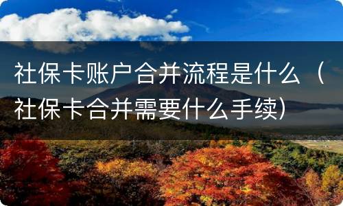 社保卡账户合并流程是什么（社保卡合并需要什么手续）