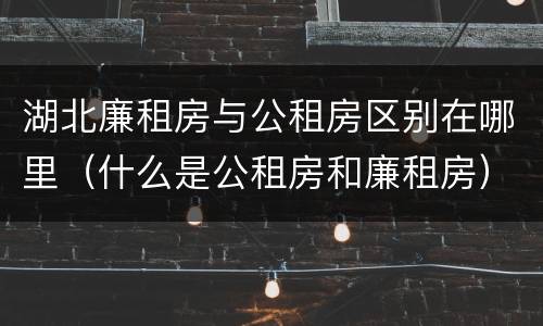 湖北廉租房与公租房区别在哪里（什么是公租房和廉租房）