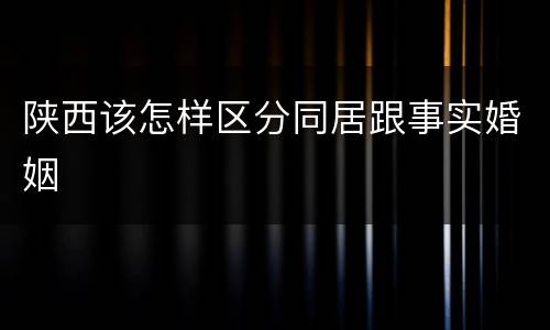 陕西该怎样区分同居跟事实婚姻