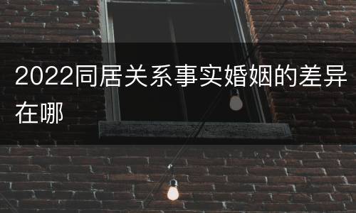 2022同居关系事实婚姻的差异在哪