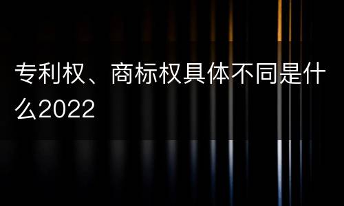 专利权、商标权具体不同是什么2022