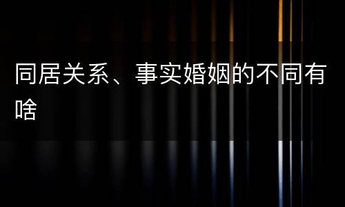 同居关系、事实婚姻的不同有啥