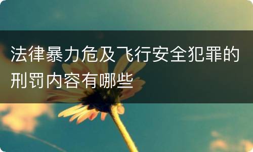 法律暴力危及飞行安全犯罪的刑罚内容有哪些