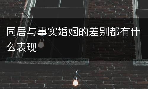同居与事实婚姻的差别都有什么表现
