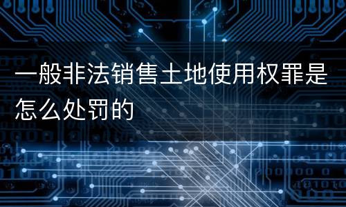 一般非法销售土地使用权罪是怎么处罚的