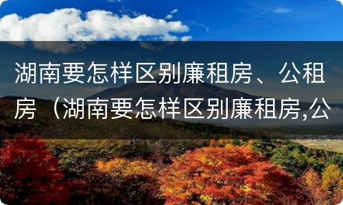 湖南要怎样区别廉租房、公租房（湖南要怎样区别廉租房,公租房呢）