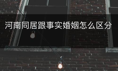 河南同居跟事实婚姻怎么区分