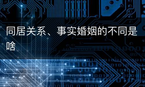 同居关系、事实婚姻的不同是啥