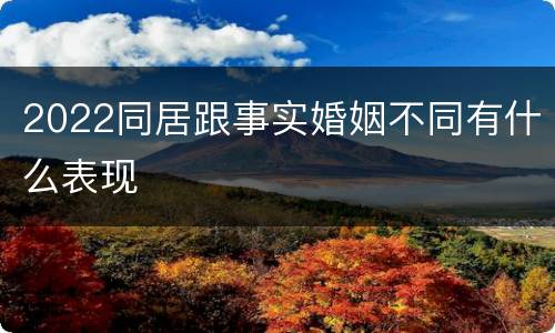 2022同居跟事实婚姻不同有什么表现