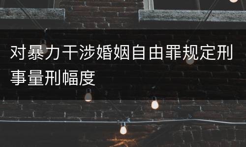 对暴力干涉婚姻自由罪规定刑事量刑幅度