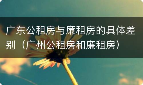 广东公租房与廉租房的具体差别（广州公租房和廉租房）