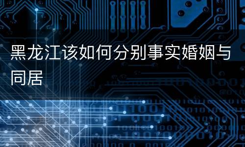 黑龙江该如何分别事实婚姻与同居