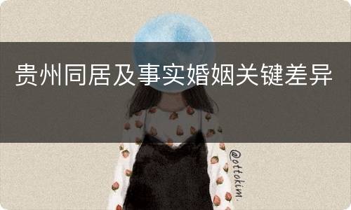 贵州同居及事实婚姻关键差异