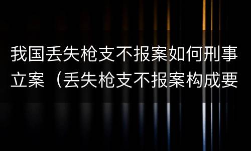 我国丢失枪支不报案如何刑事立案（丢失枪支不报案构成要件）