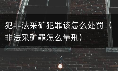 犯非法采矿犯罪该怎么处罚（非法采矿罪怎么量刑）