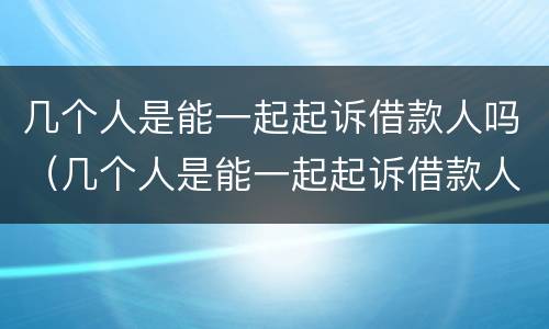 几个人是能一起起诉借款人吗（几个人是能一起起诉借款人吗知乎）