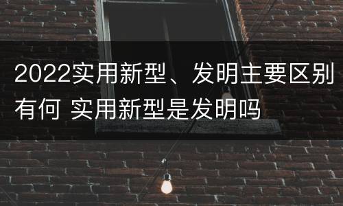 2022实用新型、发明主要区别有何 实用新型是发明吗