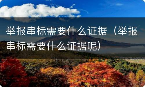 举报串标需要什么证据（举报串标需要什么证据呢）