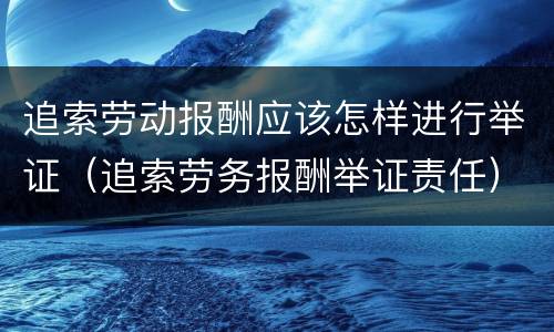 追索劳动报酬应该怎样进行举证（追索劳务报酬举证责任）