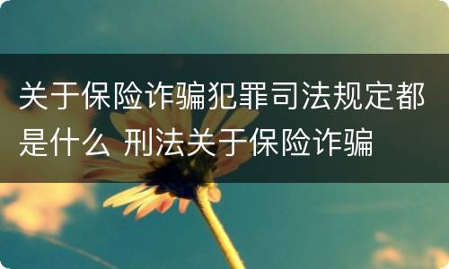 关于保险诈骗犯罪司法规定都是什么 刑法关于保险诈骗