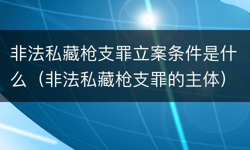 非法私藏枪支罪立案条件是什么（非法私藏枪支罪的主体）