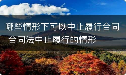 哪些情形下可以中止履行合同 合同法中止履行的情形