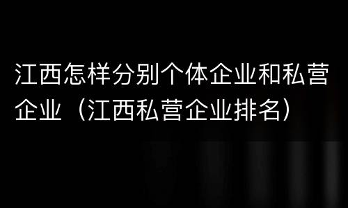 江西怎样分别个体企业和私营企业（江西私营企业排名）