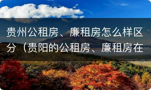 贵州公租房、廉租房怎么样区分（贵阳的公租房、廉租房在什么地方?）