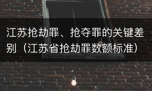 江苏抢劫罪、抢夺罪的关键差别（江苏省抢劫罪数额标准）