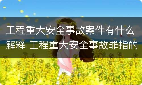 工程重大安全事故案件有什么解释 工程重大安全事故罪指的是什么