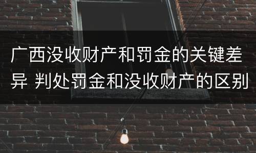 广西没收财产和罚金的关键差异 判处罚金和没收财产的区别