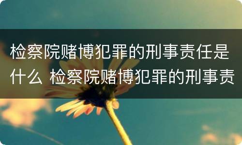 检察院赌博犯罪的刑事责任是什么 检察院赌博犯罪的刑事责任是什么处罚