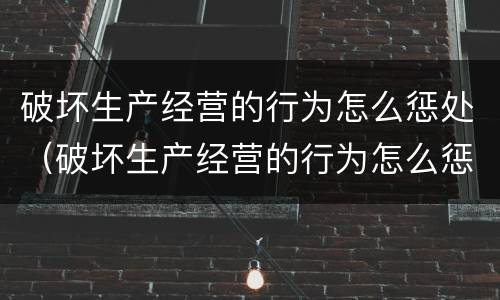 破坏生产经营的行为怎么惩处（破坏生产经营的行为怎么惩处呢）